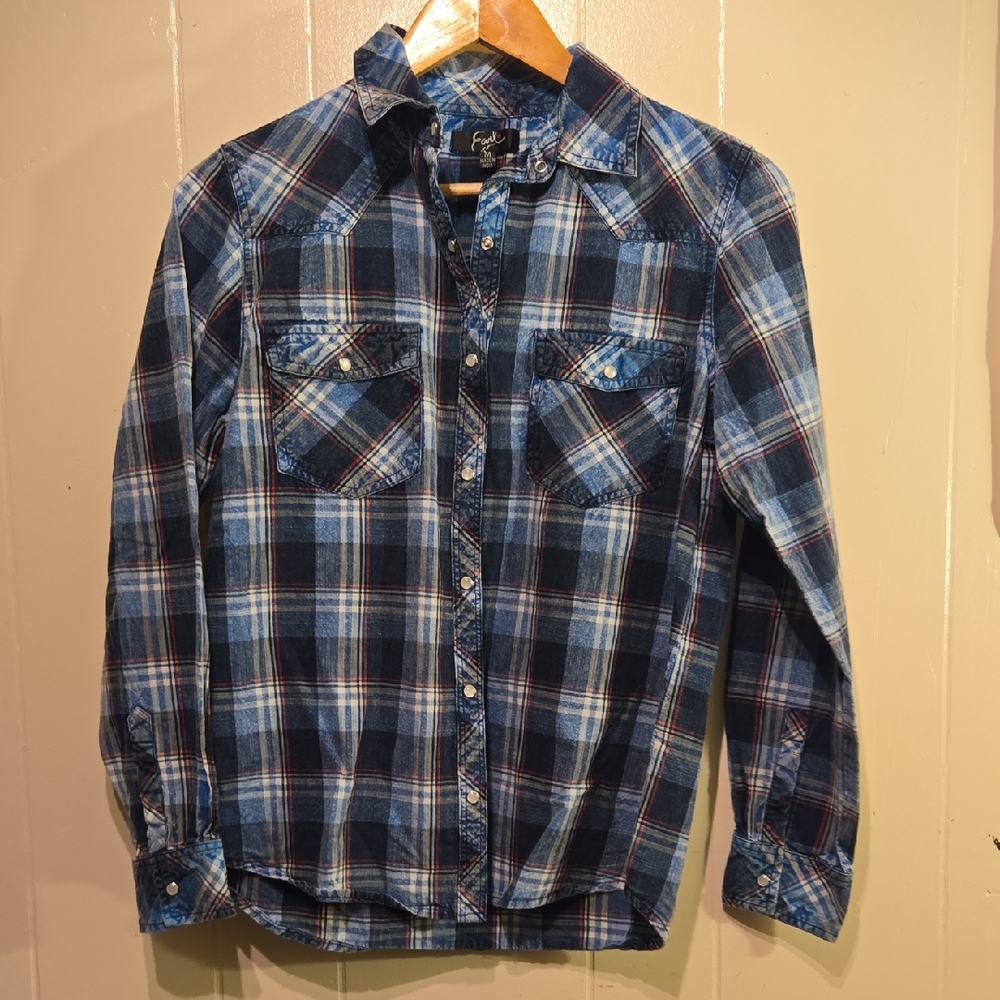 Earl Jeans Blue Plaid Men's Button-Down Shirt